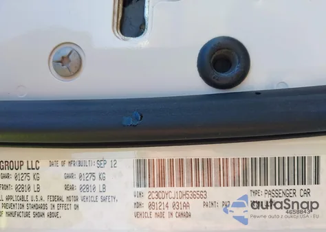 2013 Dodge Challenger Srt8 из США, поврежденный, VIN 2C3CDYCJ1DH536563